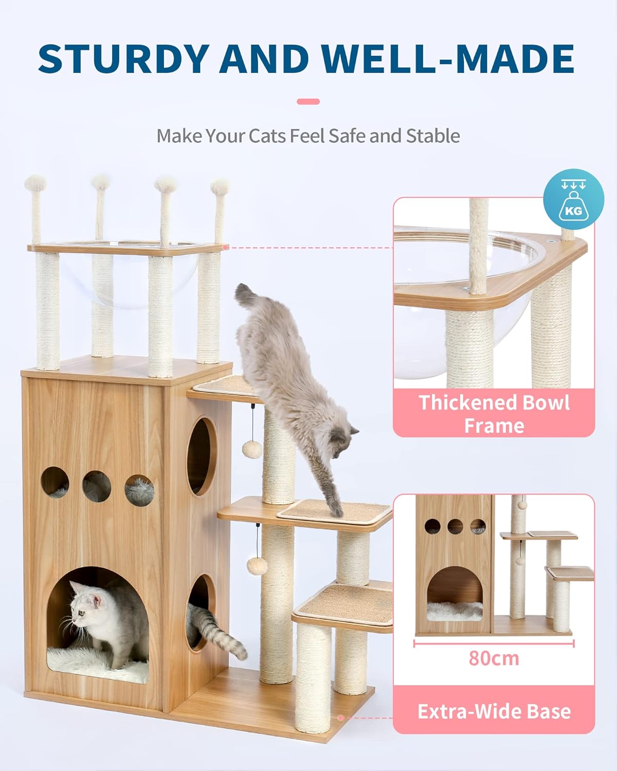 Stylish Cat Tree Furniture – Stylish Multi-Level Tower for Climbing, Scratching & Lounging