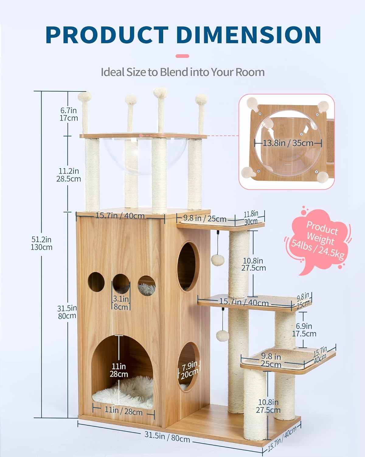 Stylish Cat Tree Furniture – Stylish Multi-Level Tower for Climbing, Scratching & Lounging