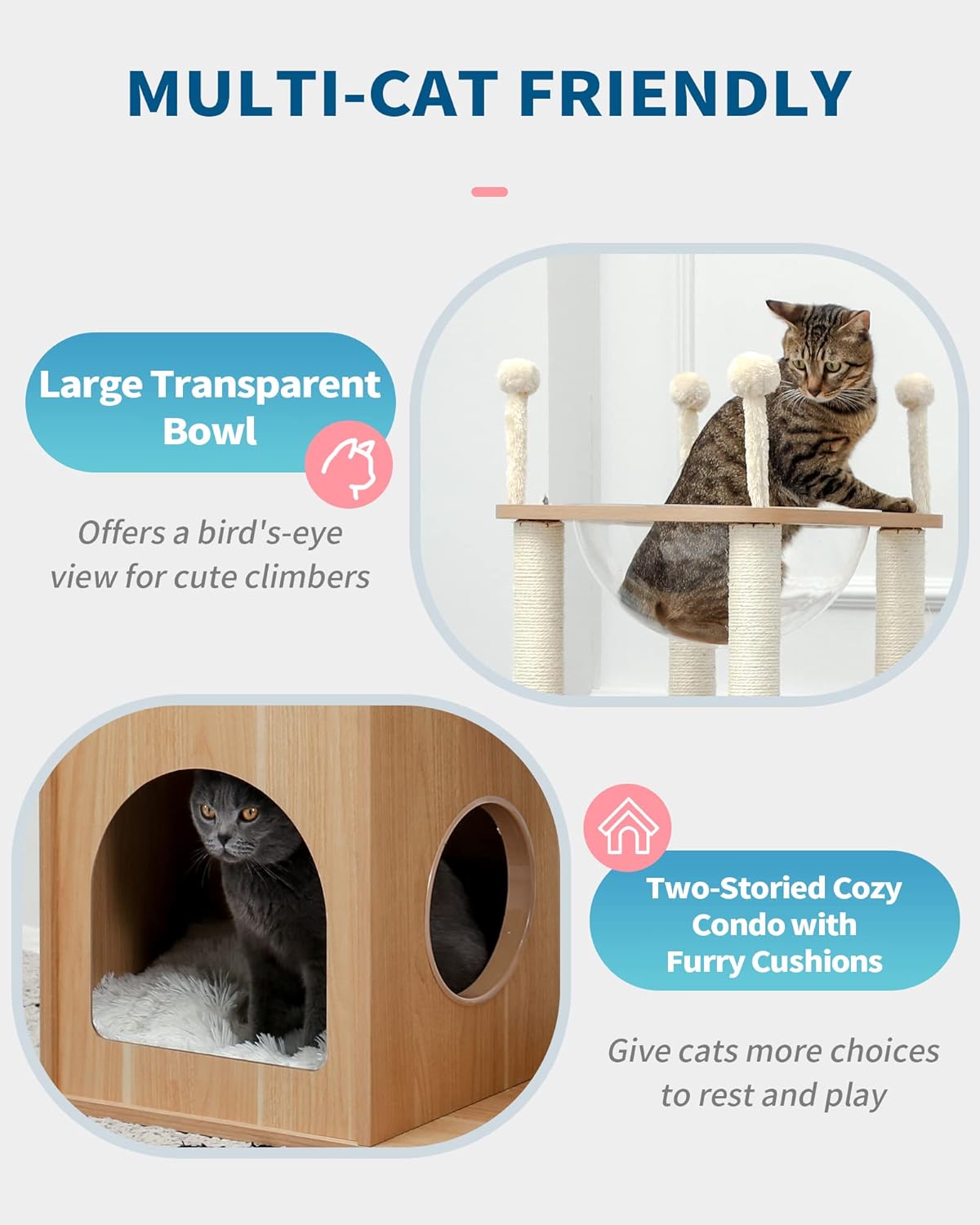 Stylish Cat Tree Furniture – Stylish Multi-Level Tower for Climbing, Scratching & Lounging