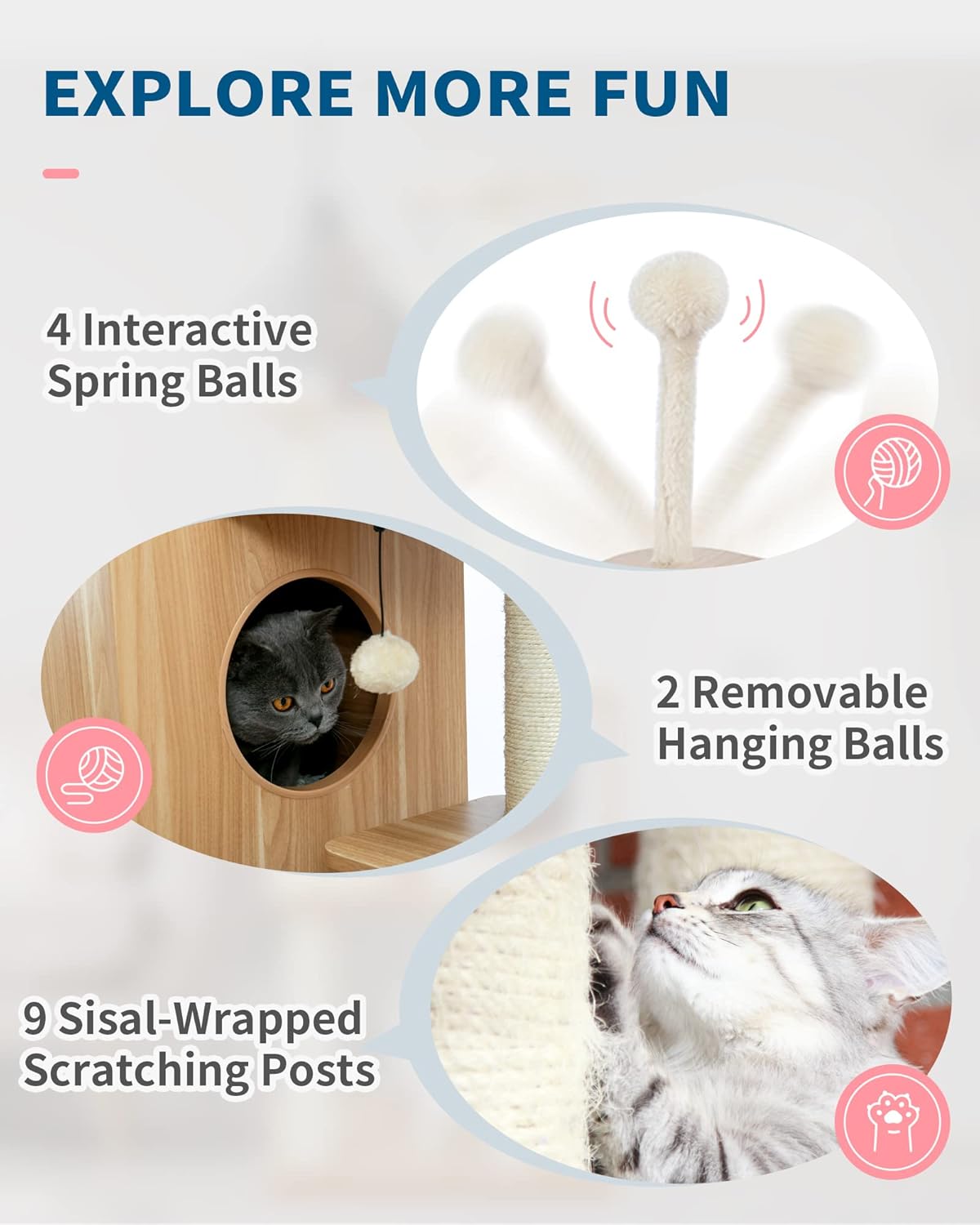 Stylish Cat Tree Furniture – Stylish Multi-Level Tower for Climbing, Scratching & Lounging
