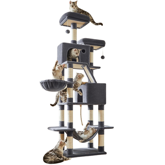 Cat Tree Tower for Large Cats – Multi-Level Cat Condo with Scratching Posts, Perfect for 4 Indoor Cats to Climb, Lounge & Play