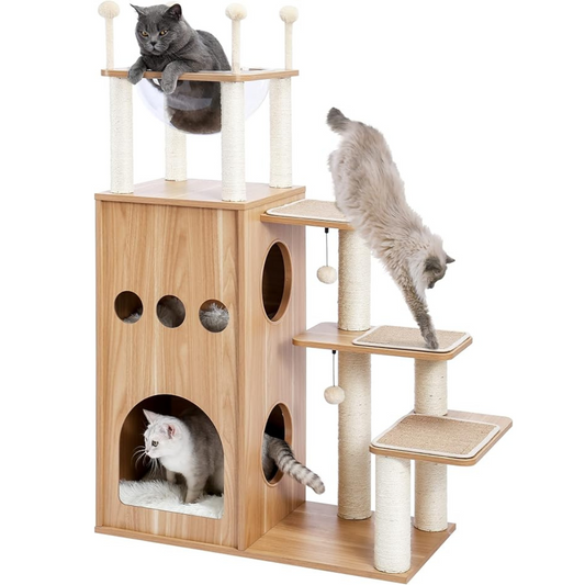 Stylish Cat Tree Furniture – Stylish Multi-Level Tower for Climbing, Scratching & Lounging