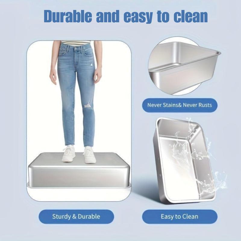 LuxeSteel Cat Litter Box – Enclosed Stainless Design with Scoop
