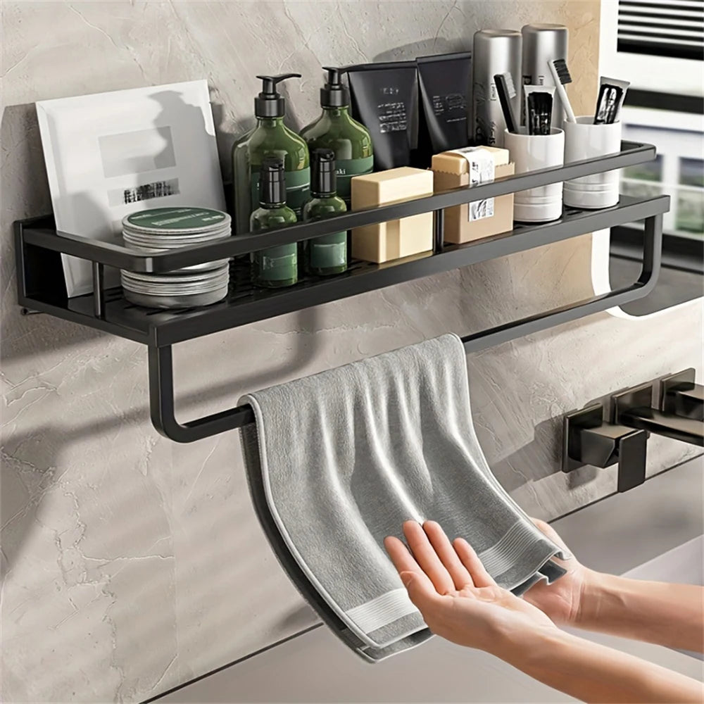  Storage rack multi functional with hook bar bathroom rack wall mounted storage rack bathroom cosmetic storage rack