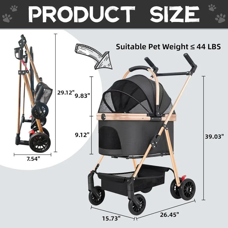 Pet Stroller 3-in-1: Foldable Dog Jogger & Travel Carrier