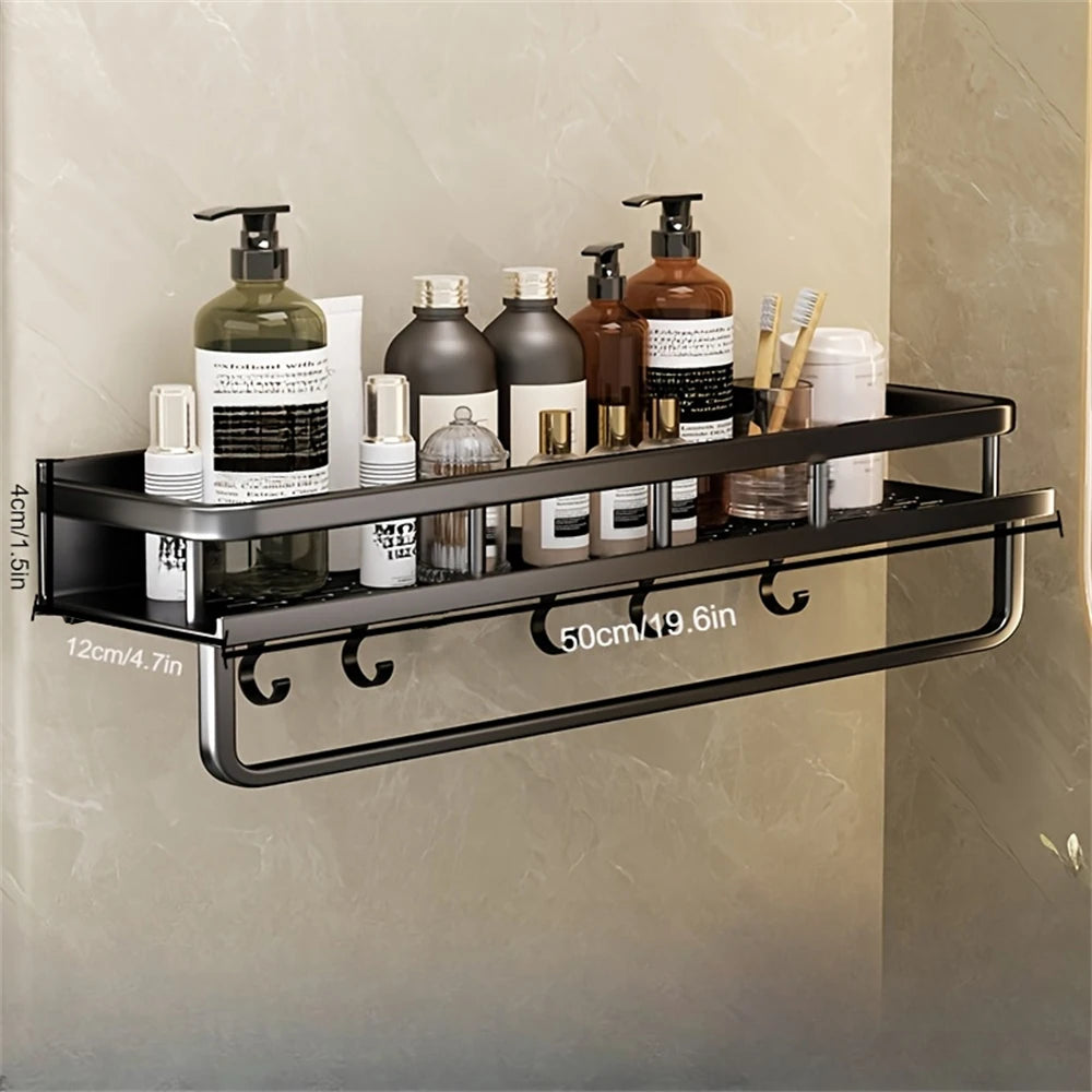  Storage rack multi functional with hook bar bathroom rack wall mounted storage rack bathroom cosmetic storage rack